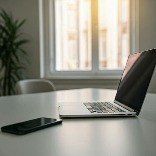 Modernes Büro mit Smartphone und Laptop