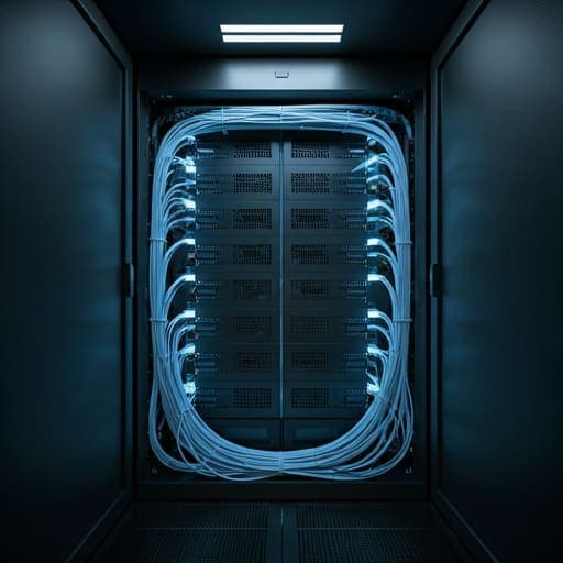 Serverraum mit blauer Beleuchtung
