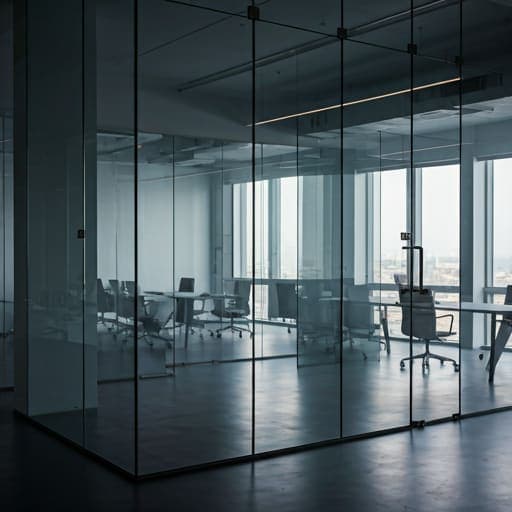 Modernes Tech-Büro mit Glasfassade